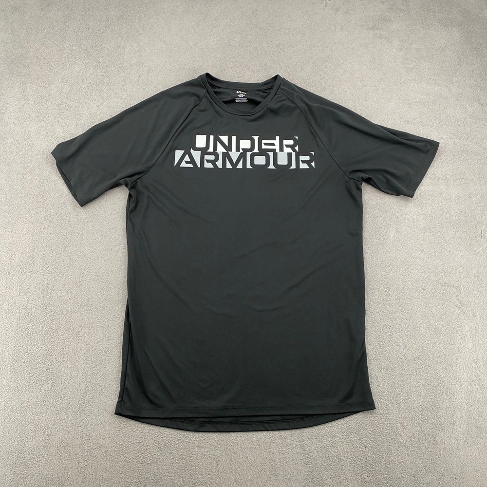 Under Armour Mens Small Black Graphic Short Sleeve Loose Fit Training Shirt